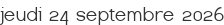 jeudi 24 septembre 2026